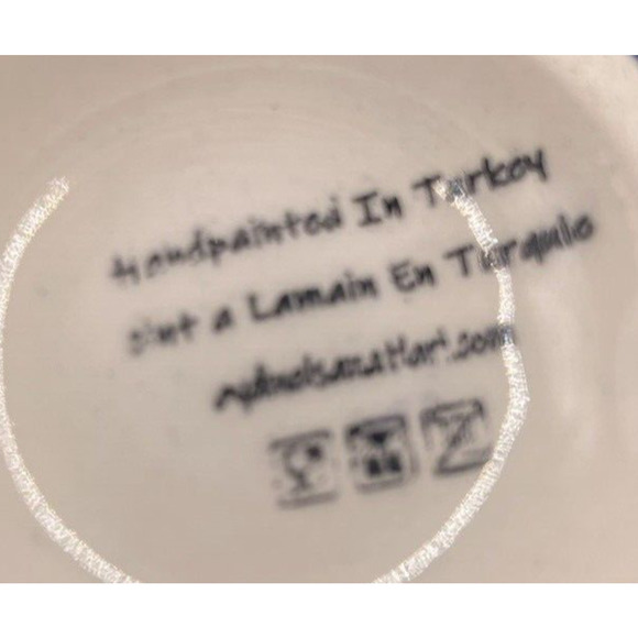Hand Painted Stamped Turkish Ceramic Bowl Set Of 2 Hand Made 5" Diameter 2" Tall - Picture 8 of 10